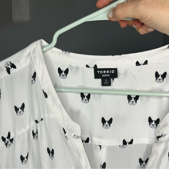 Torrid Harper dog novelty print Boston terrier blouse top shirt sheer size 5x - Picture 3 of 5